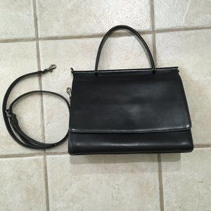 Black Vintage Coach Leather Top Handle Cross-body Bag with Dowel